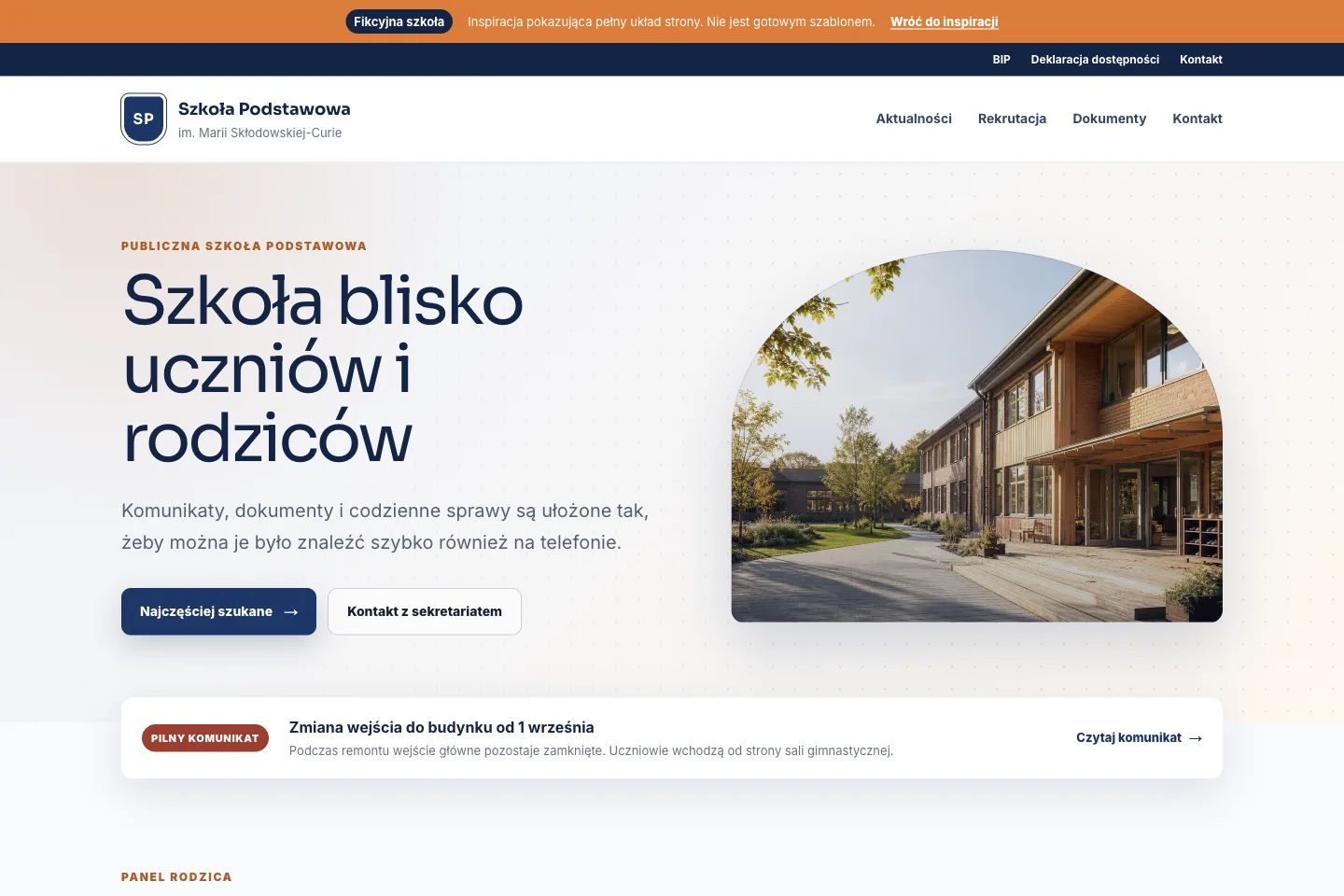 Podgląd strony szkoły